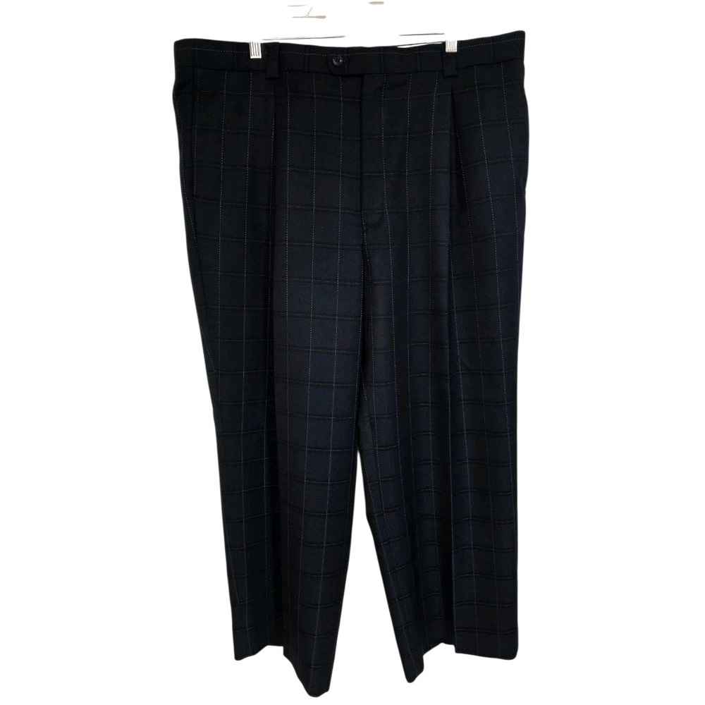 Vintage Falcone Pleated Trousers 42L -‎ Dark Academia Windowpane Check Slacks
